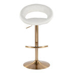 Posh Adjustable Barstool - Set of 2 - Gold Metal, White PU
