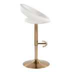 Posh Adjustable Barstool - Set of 2 - Gold Metal, White PU