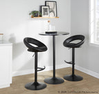 Posh Adjustable Barstool - Set of 2 - Black Metal, Black PU