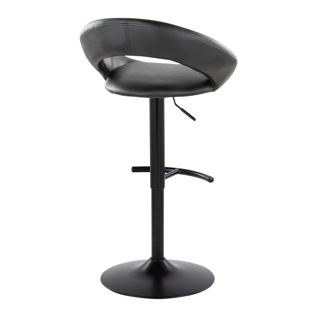 Posh Adjustable Barstool - Set of 2 - Black Metal, Black PU