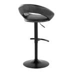 Posh Adjustable Barstool - Set of 2 - Black Metal, Black PU