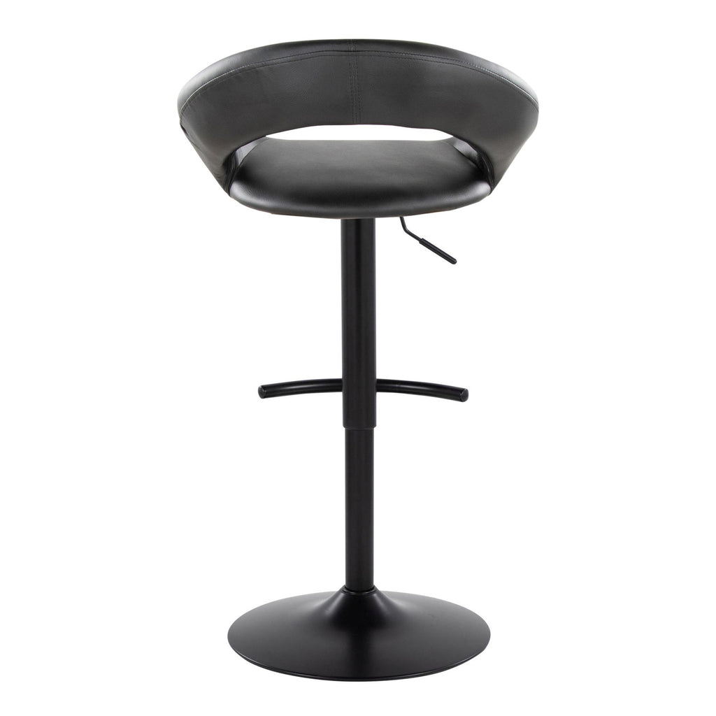 Posh Adjustable Barstool - Set of 2 - Black Metal, Black PU