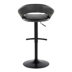 Posh Adjustable Barstool - Set of 2 - Black Metal, Black PU