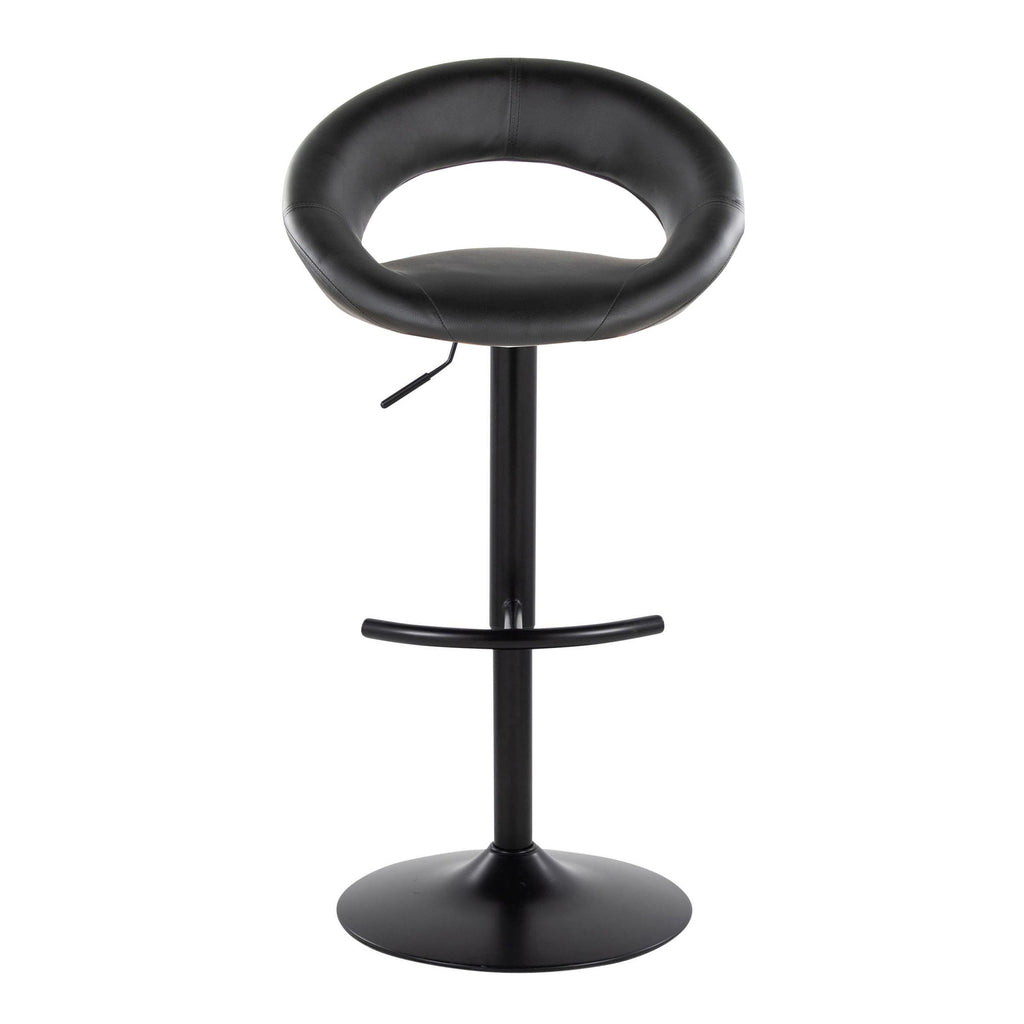 Posh Adjustable Barstool - Set of 2 - Black Metal, Black PU
