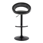 Posh Adjustable Barstool - Set of 2 - Black Metal, Black PU