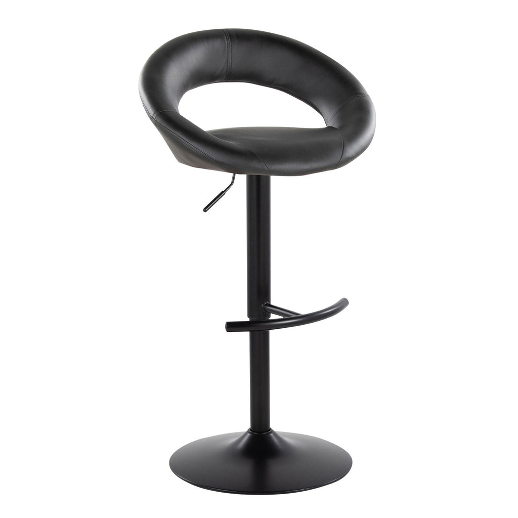 Posh Adjustable Barstool - Set of 2 - Black Metal, Black PU