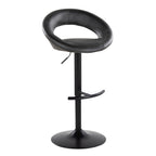 Posh Adjustable Barstool - Set of 2 - Black Metal, Black PU