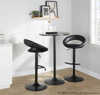 Posh Adjustable Barstool - Set of 2 - Black Metal, Black PU