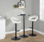 Posh Adjustable Barstool - Set of 2 - Black Metal, White PU