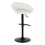 Posh Adjustable Barstool - Set of 2 - Black Metal, White PU