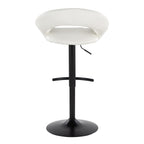 Posh Adjustable Barstool - Set of 2 - Black Metal, White PU