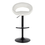 Posh Adjustable Barstool - Set of 2 - Black Metal, White PU