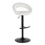 Posh Adjustable Barstool - Set of 2 - Black Metal, White PU