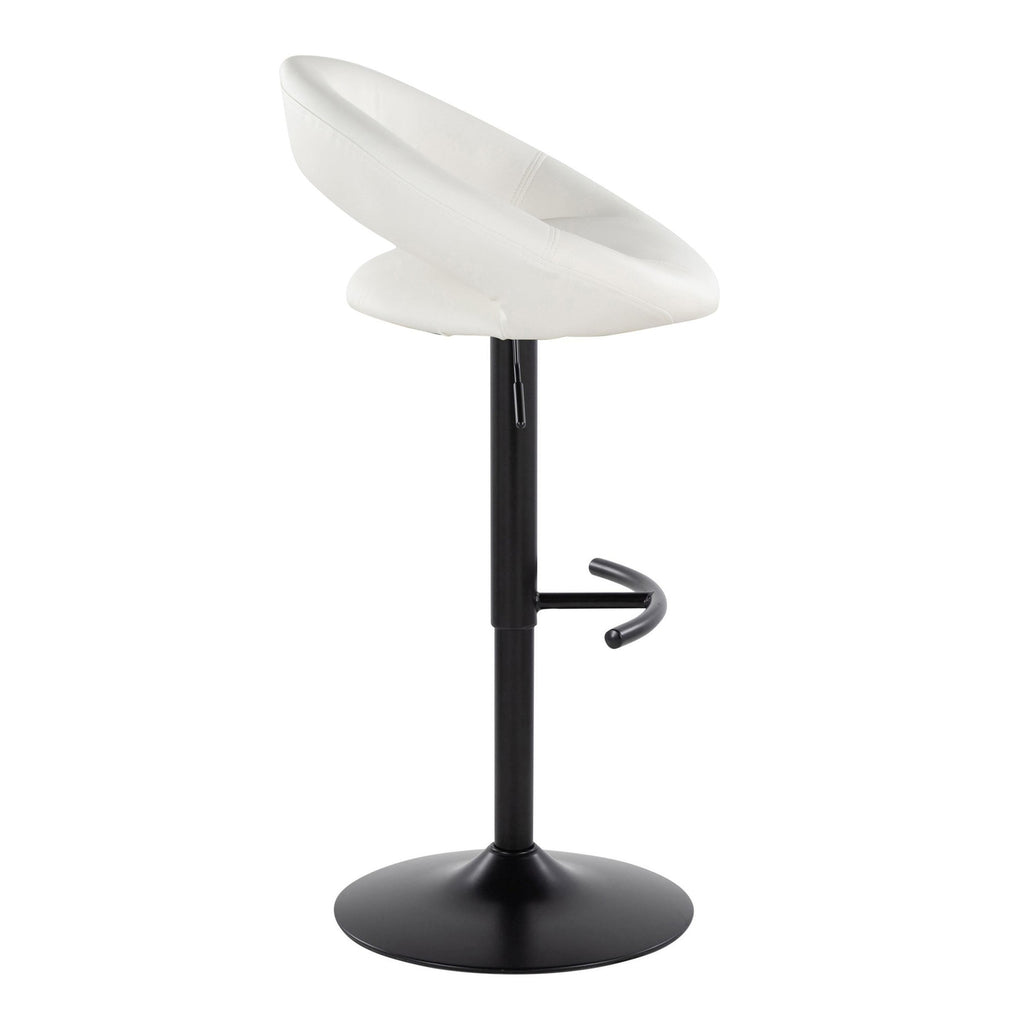 Posh Adjustable Barstool - Set of 2 - Black Metal, White PU