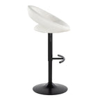 Posh Adjustable Barstool - Set of 2 - Black Metal, White PU