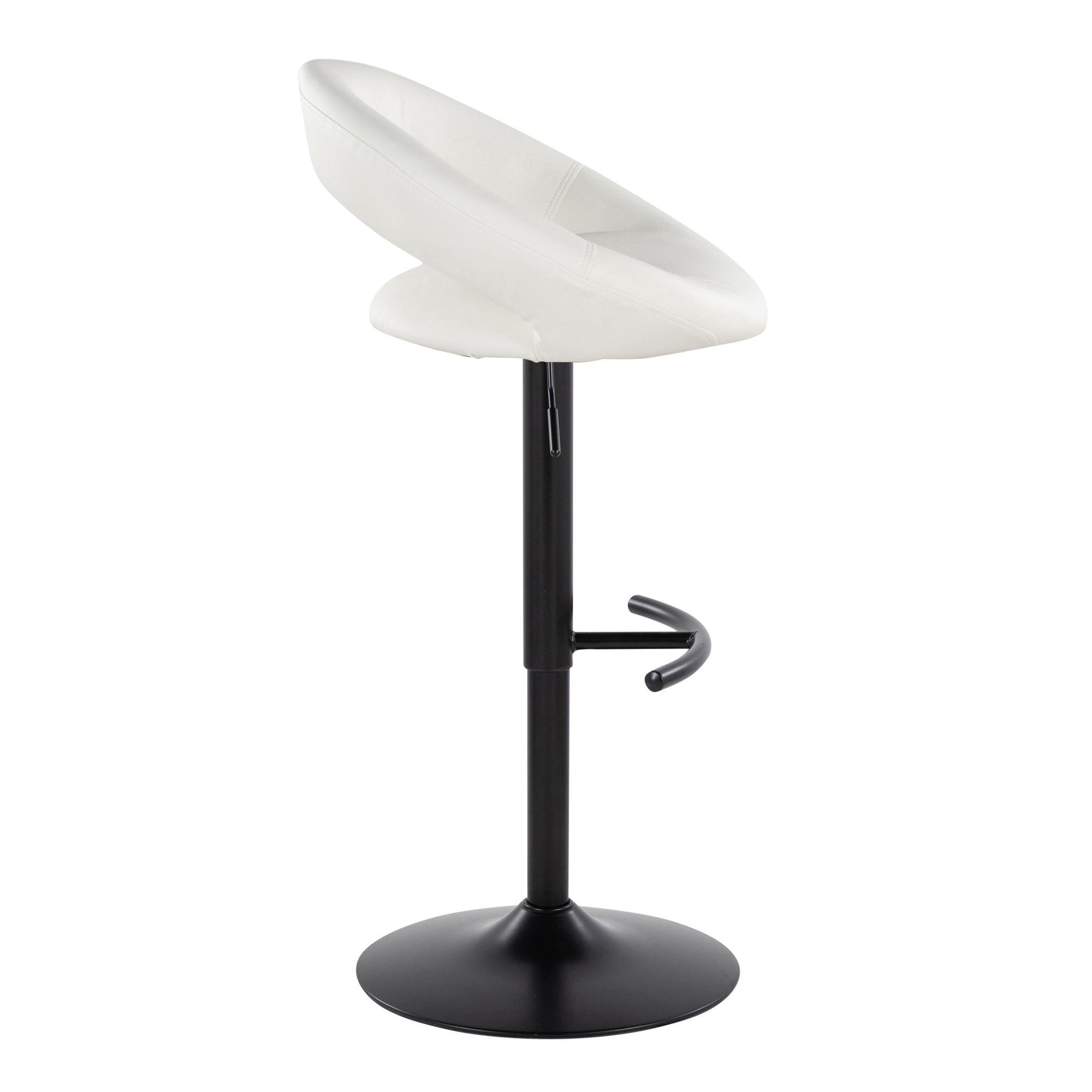 Posh Adjustable Barstool - Set of 2 - Black Metal, White PU