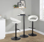 Posh Adjustable Barstool - Set of 2 - Black Metal, White PU