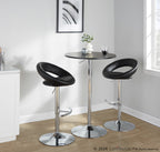 Posh Adjustable Barstool - Set of 2 - Chrome Metal, Black PU