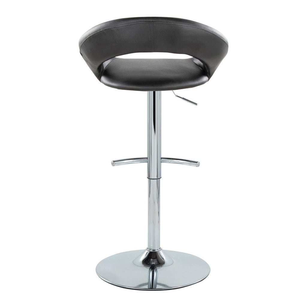 Posh Adjustable Barstool - Set of 2 - Chrome Metal, Black PU