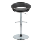 Posh Adjustable Barstool - Set of 2 - Chrome Metal, Black PU