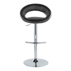 Posh Adjustable Barstool - Set of 2 - Chrome Metal, Black PU