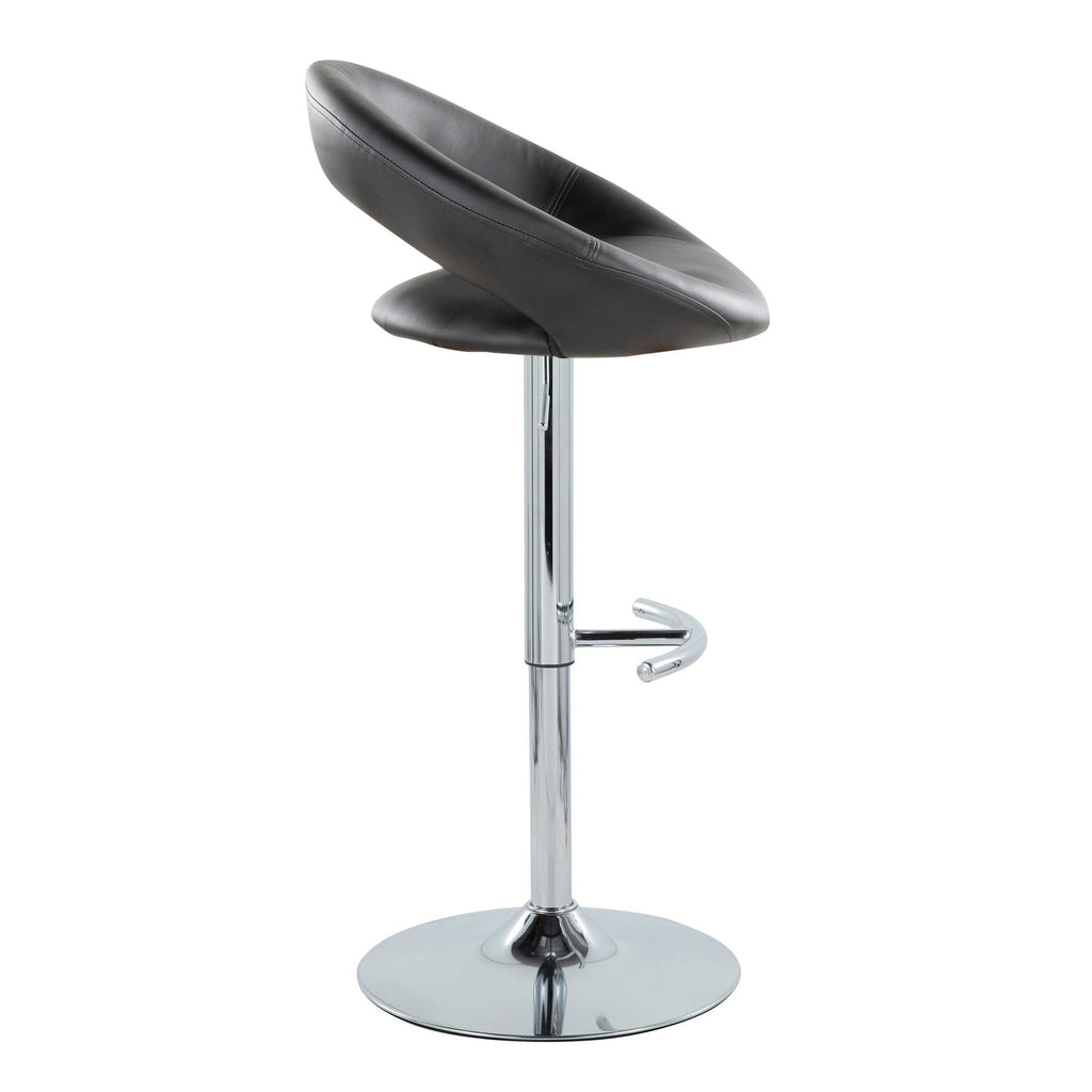 Posh Adjustable Barstool - Set of 2 - Chrome Metal, Black PU