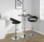 Posh Adjustable Barstool - Set of 2 - Chrome Metal, Black PU