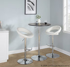 Posh Adjustable Barstool - Set of 2 - Chrome Metal, White PU