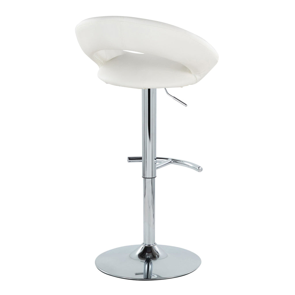 Posh Adjustable Barstool - Set of 2 - Chrome Metal, White PU