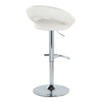 Posh Adjustable Barstool - Set of 2 - Chrome Metal, White PU