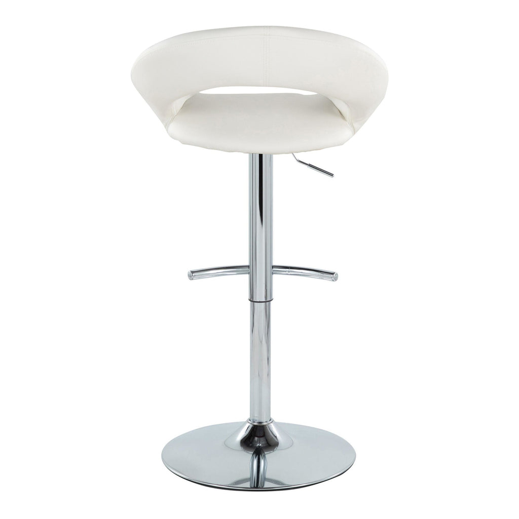Posh Adjustable Barstool - Set of 2 - Chrome Metal, White PU