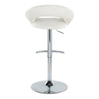 Posh Adjustable Barstool - Set of 2 - Chrome Metal, White PU