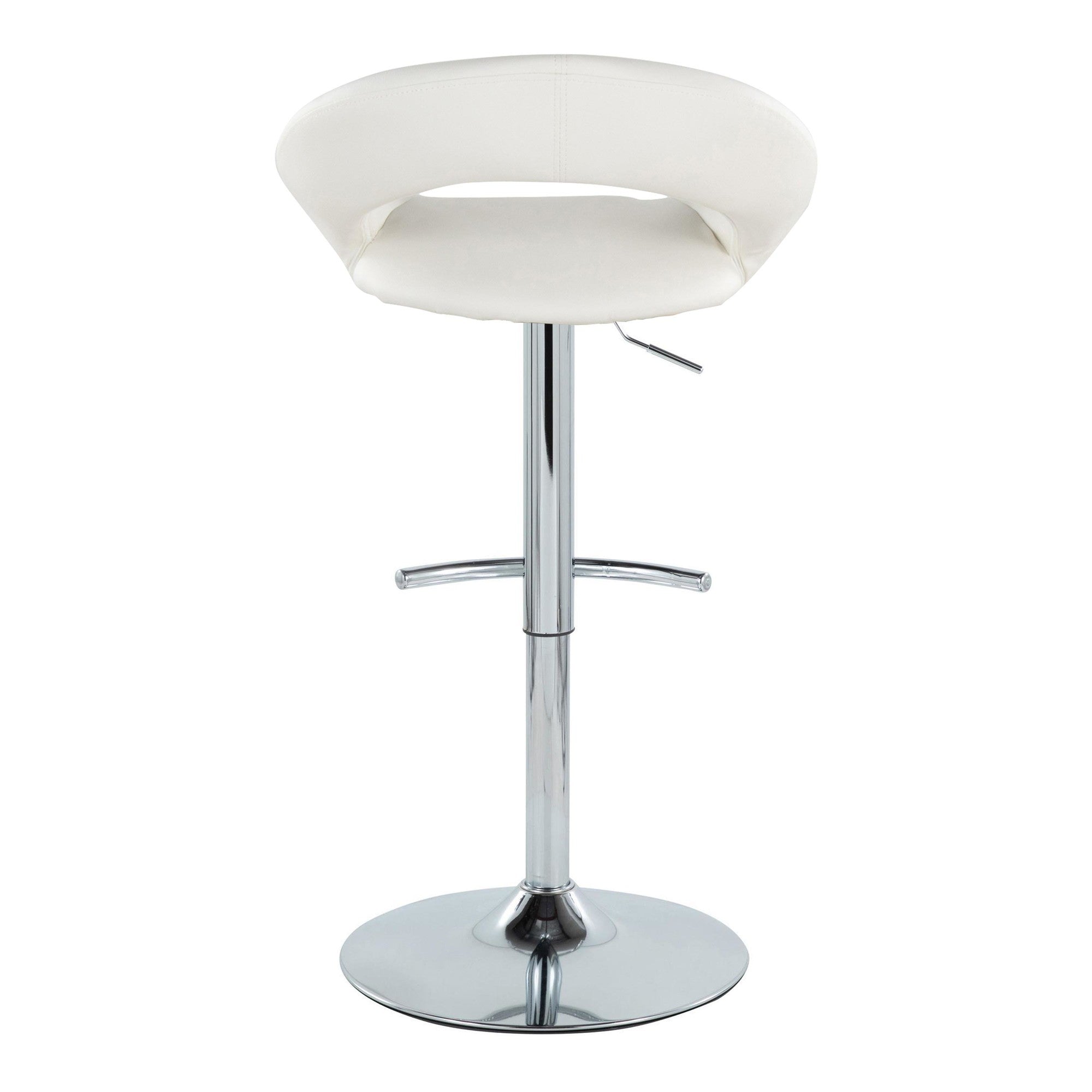 Posh Adjustable Barstool - Set of 2 - Chrome Metal, White PU