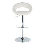 Posh Adjustable Barstool - Set of 2 - Chrome Metal, White PU
