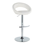 Posh Adjustable Barstool - Set of 2 - Chrome Metal, White PU