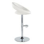 Posh Adjustable Barstool - Set of 2 - Chrome Metal, White PU