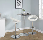 Posh Adjustable Barstool - Set of 2 - Chrome Metal, White PU