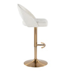 Renee Upholstered Adjustable Barstool - Set of 2 - Gold Metal, Cream Fabric