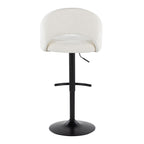Renee Upholstered Adjustable Barstool - Set of 2 - Black Metal, Cream Fabric