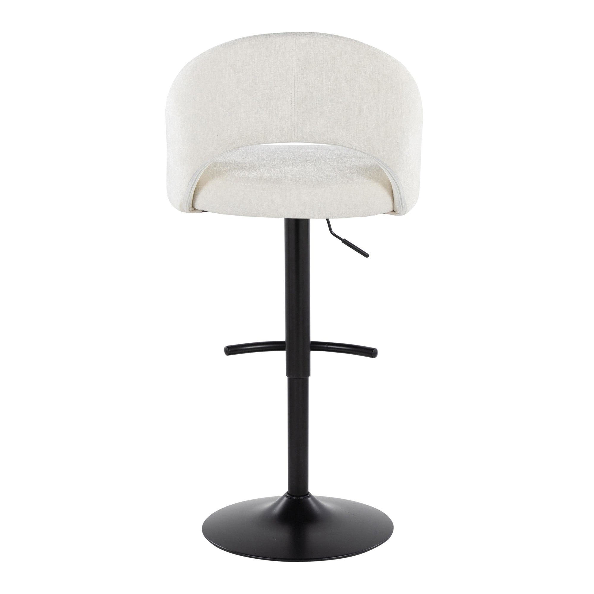 Renee Upholstered Adjustable Barstool - Set of 2 - Black Metal, Cream Fabric