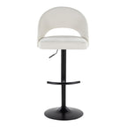 Renee Upholstered Adjustable Barstool - Set of 2 - Black Metal, Cream Fabric