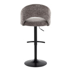 Renee Adjustable Barstool - Set of 2 - Black Metal, Dark Grey Fabric