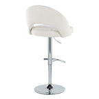 Renee Upholstered Adjustable Barstool - Set of 2 - Chrome, Cream Fabric
