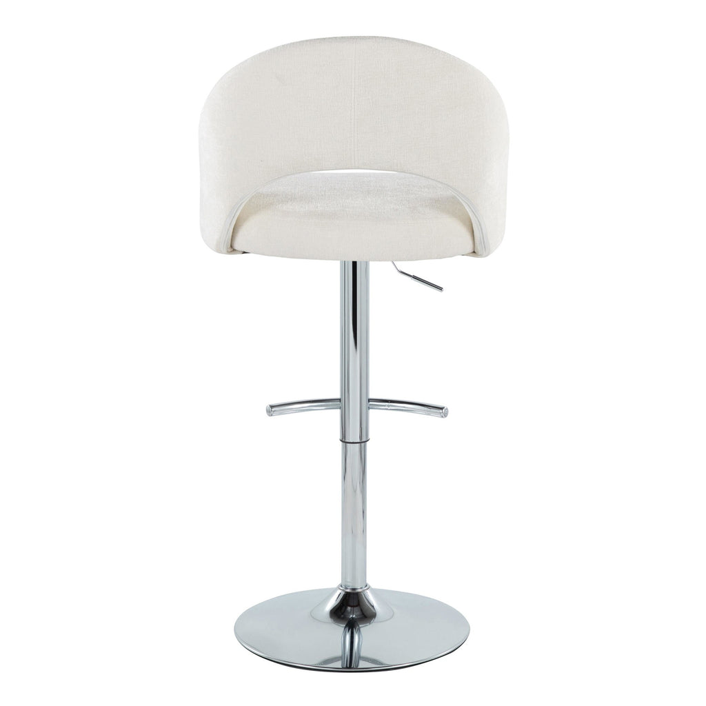 Renee Upholstered Adjustable Barstool - Set of 2 - Chrome, Cream Fabric