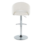 Renee Upholstered Adjustable Barstool - Set of 2 - Chrome, Cream Fabric