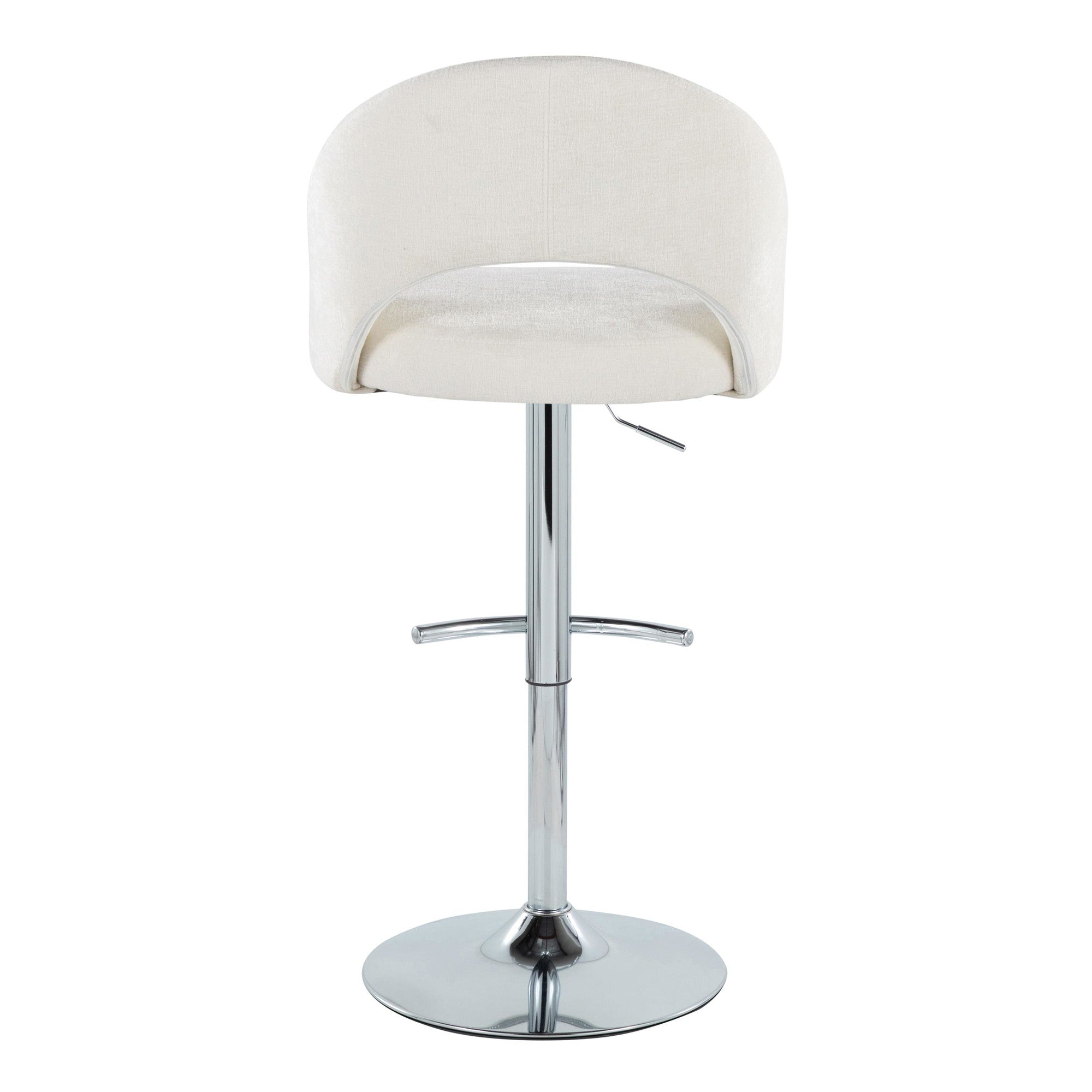 Renee Upholstered Adjustable Barstool - Set of 2 - Chrome, Cream Fabric