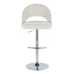 Renee Upholstered Adjustable Barstool - Set of 2 - Chrome, Cream Fabric