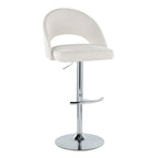 Renee Upholstered Adjustable Barstool - Set of 2 - Chrome, Cream Fabric