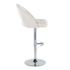 Renee Upholstered Adjustable Barstool - Set of 2 - Chrome, Cream Fabric
