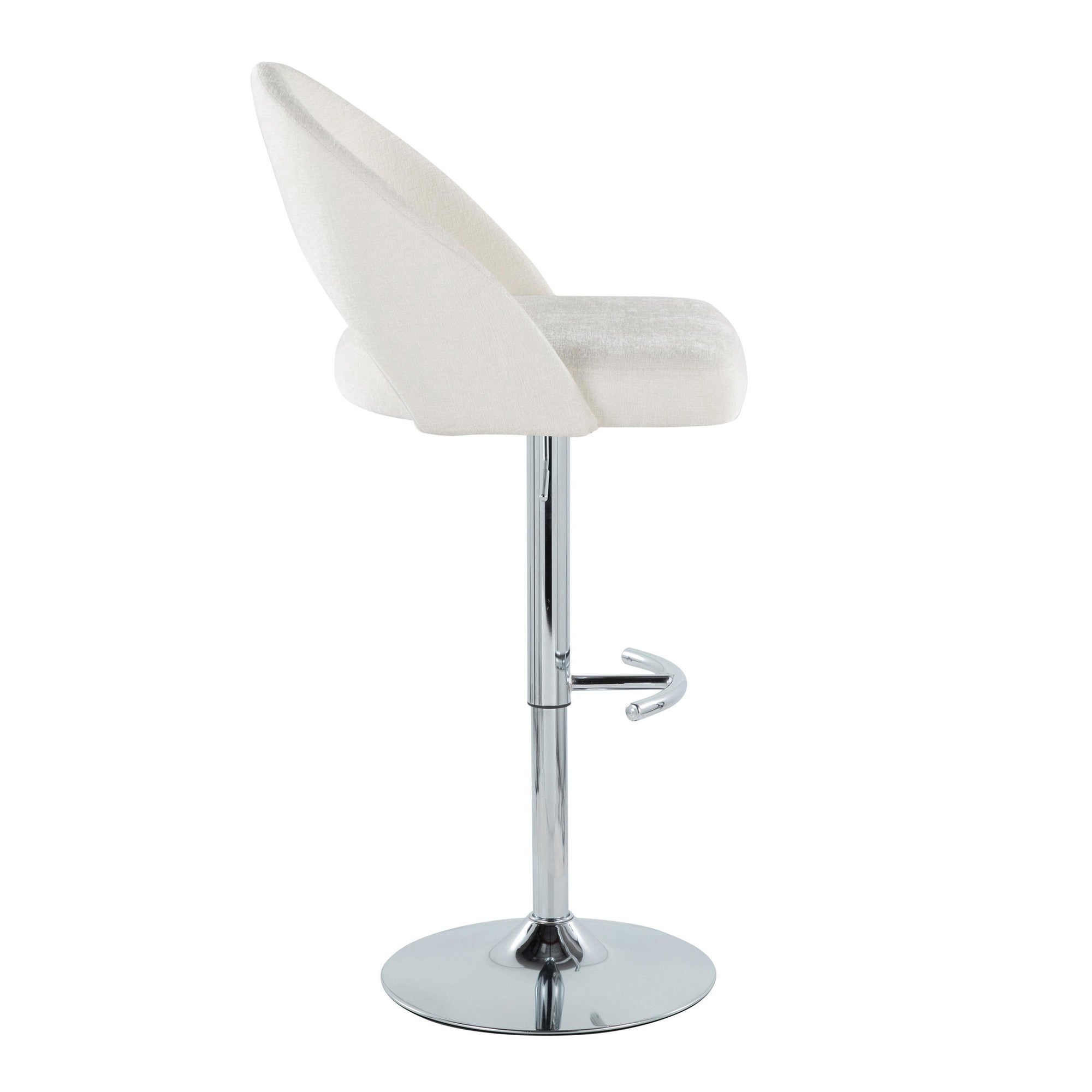 Renee Upholstered Adjustable Barstool - Set of 2 - Chrome, Cream Fabric